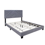 Estructura de cama Queen size tapizada en terciopelo gris con cabecero, para 2 personas