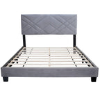 Estructura de cama Queen size tapizada en terciopelo gris con cabecero, para 2 personas