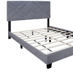 Estructura de cama Queen size tapizada en terciopelo gris con cabecero, para 2 personas