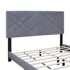 Estructura de cama Queen size tapizada en terciopelo gris con cabecero, para 2 personas