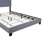 Estructura de cama Queen size tapizada en terciopelo gris con cabecero, para 2 personas