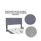 Estructura de cama Queen size tapizada en terciopelo gris con cabecero, para 2 personas