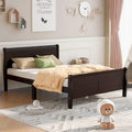 Cama de plataforma Queen con cabecero y pie de cama – Espresso / Roble