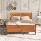 Cama de plataforma Queen con cabecero y pie de cama – Espresso / Roble