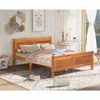 Cama de plataforma Queen con cabecero y pie de cama – Espresso / Roble