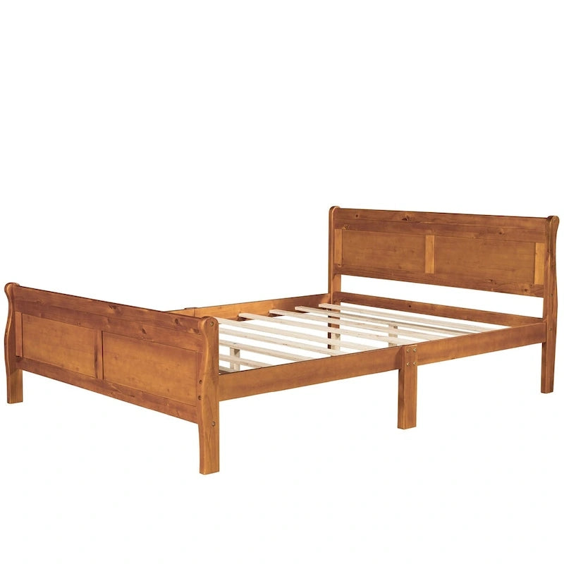 Cama de plataforma Queen con cabecero y pie de cama – Espresso / Roble