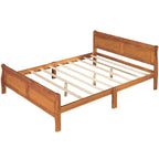 Cama de plataforma Queen con cabecero y pie de cama – Espresso / Roble