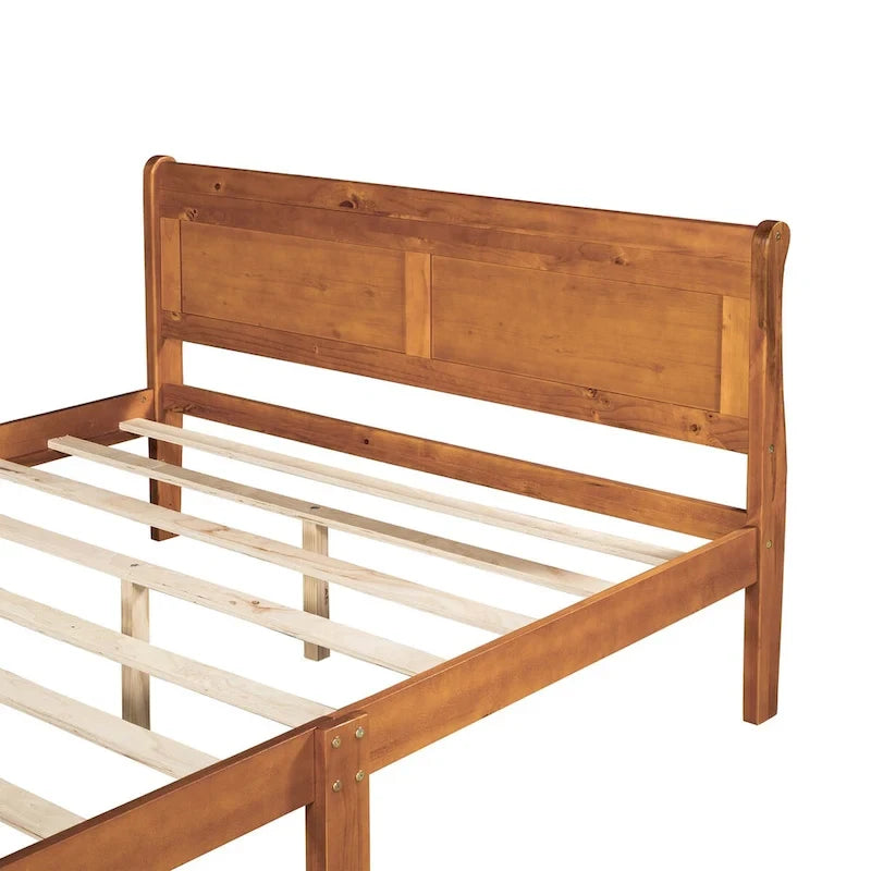 Cama de plataforma Queen con cabecero y pie de cama – Espresso / Roble