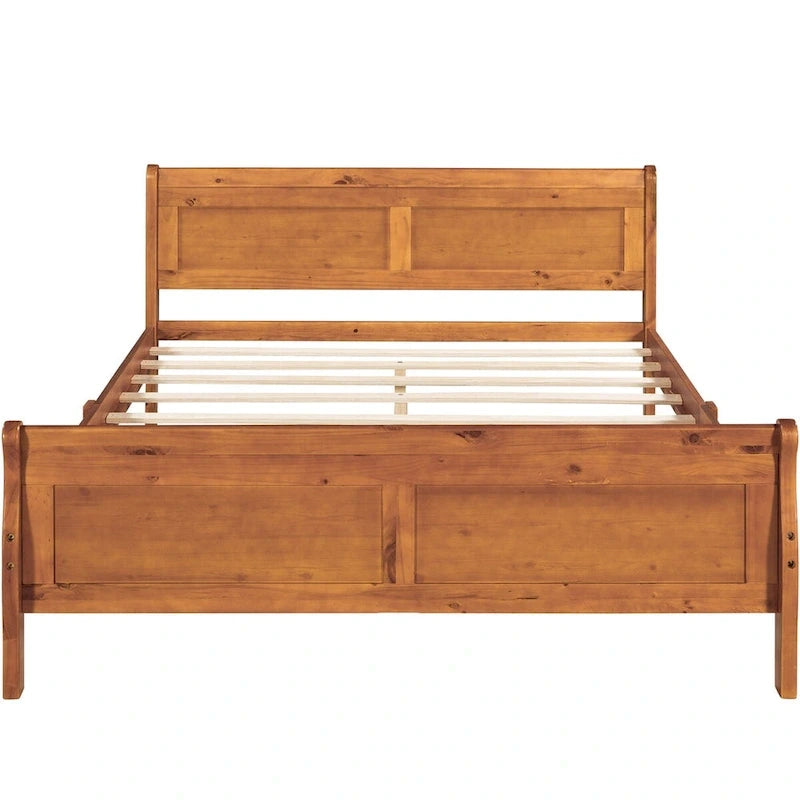 Cama de plataforma Queen con cabecero y pie de cama – Espresso / Roble
