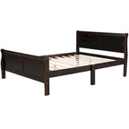 Cama de plataforma Queen con cabecero y pie de cama – Espresso / Roble