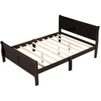Cama de plataforma Queen con cabecero y pie de cama – Espresso / Roble