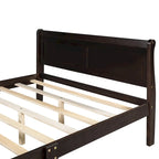 Cama de plataforma Queen con cabecero y pie de cama – Espresso / Roble