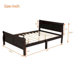 Cama de plataforma Queen con cabecero y pie de cama – Espresso / Roble
