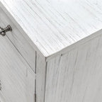 Cómoda blanca de 6 cajones y 2 puertas, estilo costero envejecido, para 1
