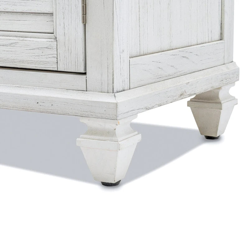 Cómoda blanca de 6 cajones y 2 puertas, estilo costero envejecido, para 1
