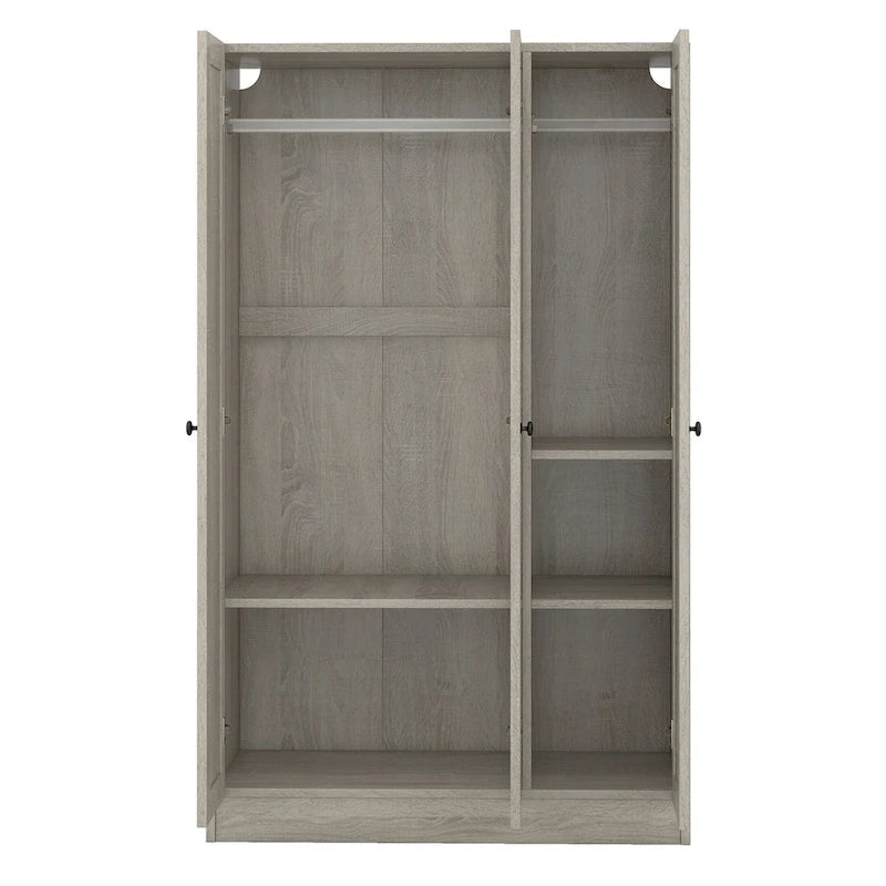 Armario con persiana de 3 puertas, estilo persiana, individual, gris