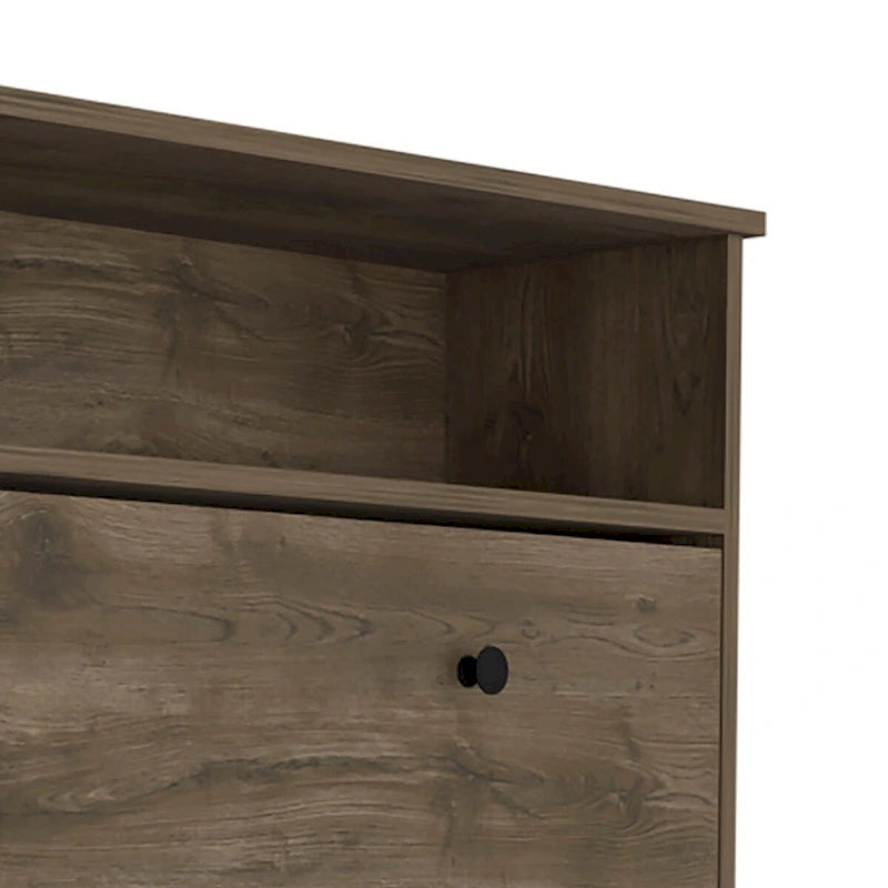 Zapatero de madera con 2 cajones abatibles y un estante superior