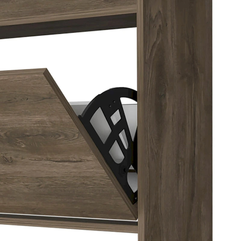 Zapatero de madera con 2 cajones abatibles y un estante superior