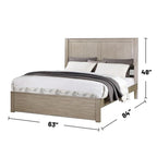 Cama Queen Cerezo / Marrón Claro – Cabecero de 2 paneles, estructura de madera, capacidad para 1 o 2 personas