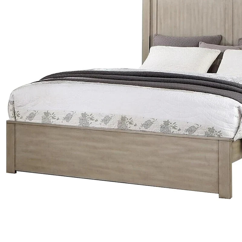 Cama Queen Cerezo / Marrón Claro – Cabecero de 2 paneles, estructura de madera, capacidad para 1 o 2 personas