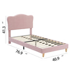 Cama Plataforma Sherpa Rosa / Azul / Beige con Cabecero – Individual (1 Persona)