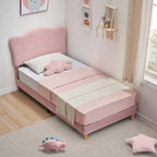Cama Plataforma Sherpa Rosa / Azul / Beige con Cabecero – Individual (1 Persona)