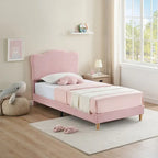 Cama Plataforma Sherpa Rosa / Azul / Beige con Cabecero – Individual (1 Persona)