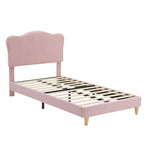 Cama Plataforma Sherpa Rosa / Azul / Beige con Cabecero – Individual (1 Persona)