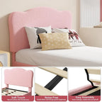 Cama Plataforma Sherpa Rosa / Azul / Beige con Cabecero – Individual (1 Persona)