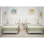 Cama Plataforma Sherpa Rosa / Azul / Beige con Cabecero – Individual (1 Persona)