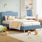 Cama Plataforma Sherpa Rosa / Azul / Beige con Cabecero – Individual (1 Persona)