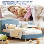 Cama Plataforma Sherpa Rosa / Azul / Beige con Cabecero – Individual (1 Persona)