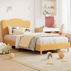 Cama Plataforma Sherpa Rosa / Azul / Beige con Cabecero – Individual (1 Persona)
