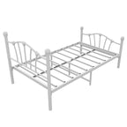 Estructura de cama de plataforma de metal blanca, tamaño twin, con cabecera de corazón – 1 persona