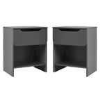 Mesita de noche de 1 cajón con compartimento abierto - Gris oscuro / Negro / Riviera / Verde – Juego de 2