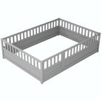 Cama con estructura de pino blanco/gris y barandilla de seguridad – 1 persona (matrimonial/individual)