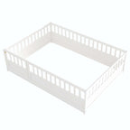 Cama con estructura de pino blanco/gris y barandilla de seguridad – 1 persona (matrimonial/individual)