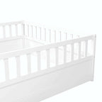 Cama con estructura de pino blanco/gris y barandilla de seguridad – 1 persona (matrimonial/individual)