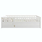 Cama con estructura de pino blanco/gris y barandilla de seguridad – 1 persona (matrimonial/individual)