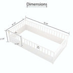 Cama con estructura de pino blanco/gris y barandilla de seguridad – 1 persona (matrimonial/individual)