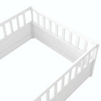 Cama con estructura de pino blanco/gris y barandilla de seguridad – 1 persona (matrimonial/individual)