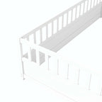 Cama con estructura de pino blanco/gris y barandilla de seguridad – 1 persona (matrimonial/individual)