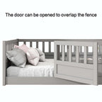 Cama con estructura de pino blanco/gris y barandilla de seguridad – 1 persona (matrimonial/individual)