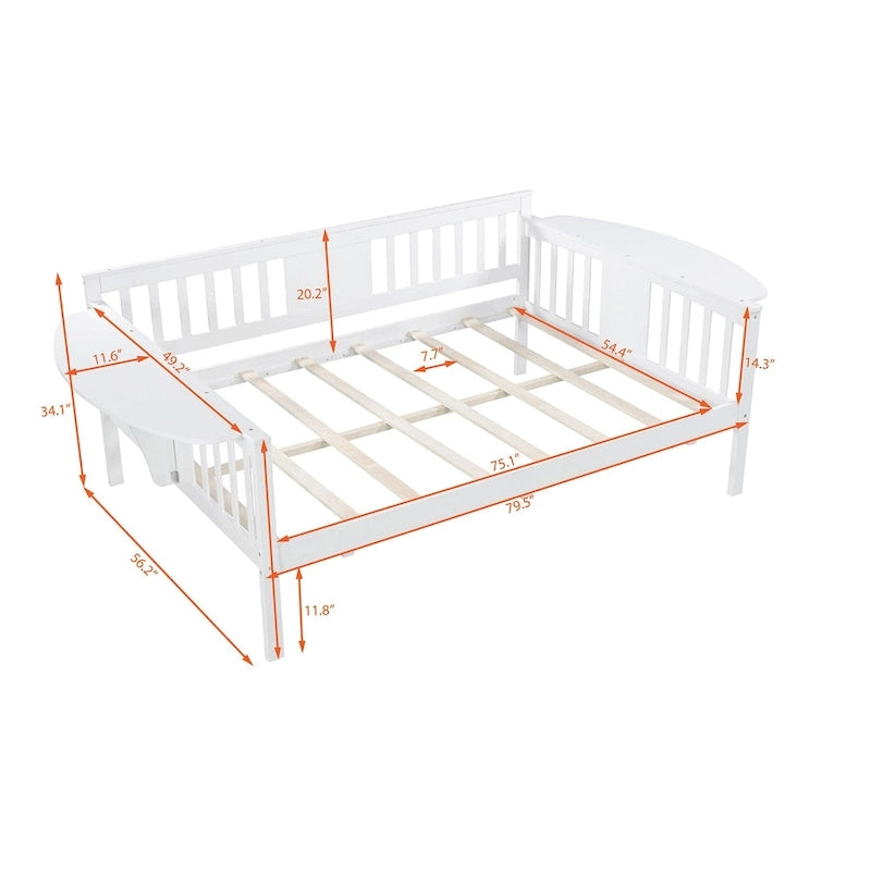 Estructura de diván de tamaño completo | Blanco / Espresso / Gris | Sofá y cama | Capacidad para 1