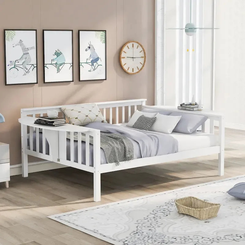 Estructura de diván de tamaño completo | Blanco / Espresso / Gris | Sofá y cama | Capacidad para 1