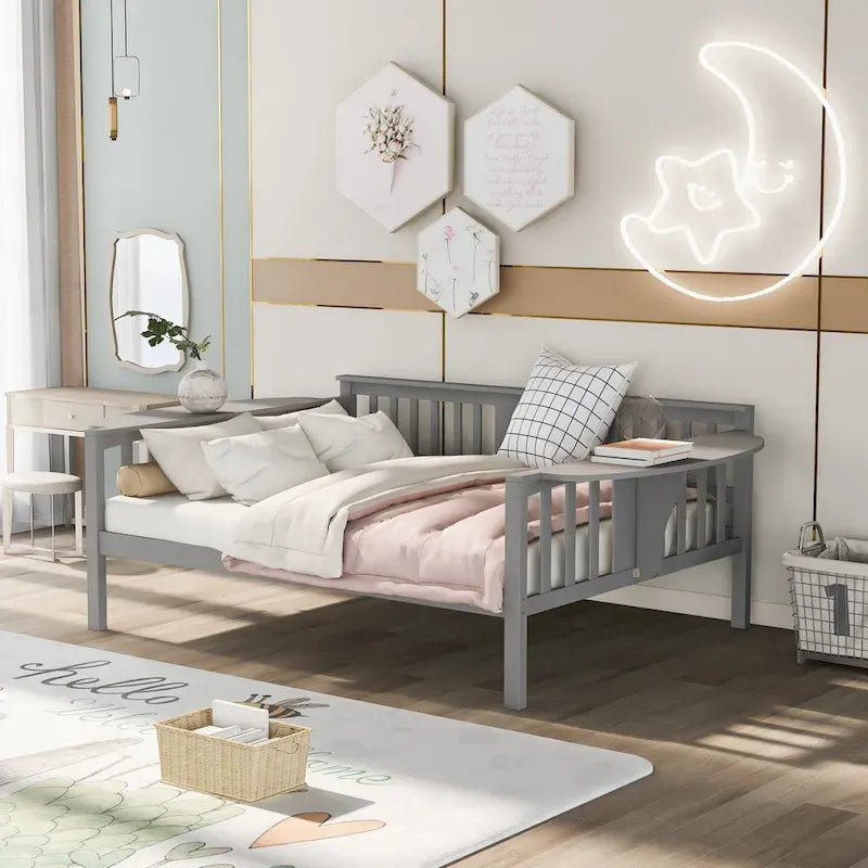 Estructura de diván de tamaño completo | Blanco / Espresso / Gris | Sofá y cama | Capacidad para 1