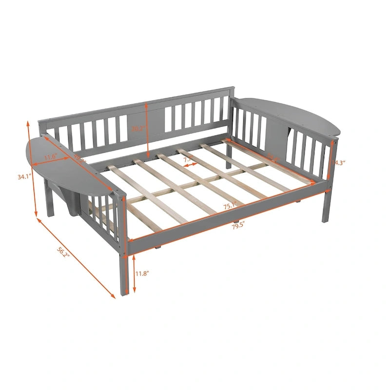 Estructura de diván de tamaño completo | Blanco / Espresso / Gris | Sofá y cama | Capacidad para 1