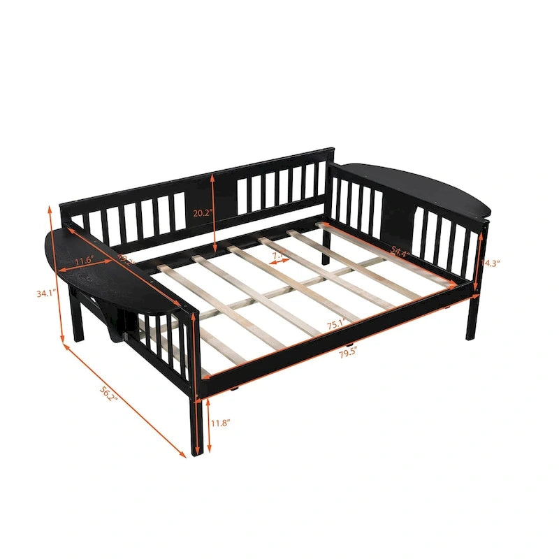 Estructura de diván de tamaño completo | Blanco / Espresso / Gris | Sofá y cama | Capacidad para 1