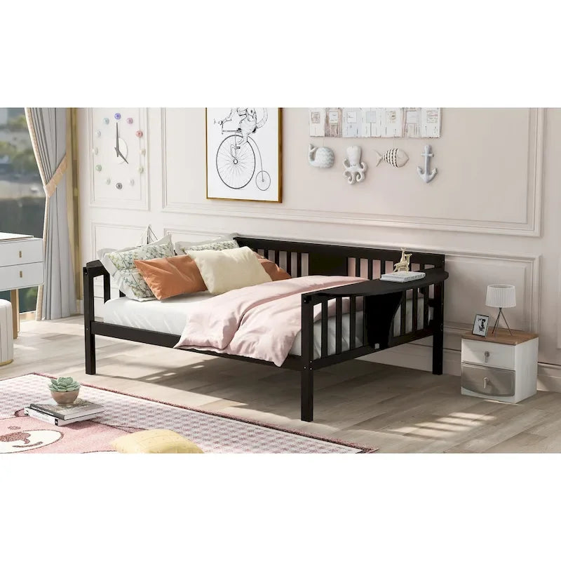 Estructura de diván de tamaño completo | Blanco / Espresso / Gris | Sofá y cama | Capacidad para 1
