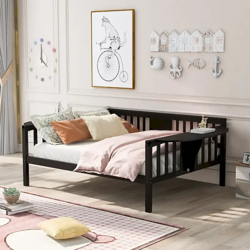 Estructura de diván de tamaño completo | Blanco / Espresso / Gris | Sofá y cama | Capacidad para 1